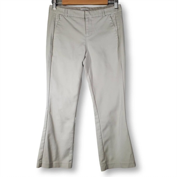 Calvin Klein Flat Front Khaki Trousers Slacks Tan Size 2 - Picture 1 of 11